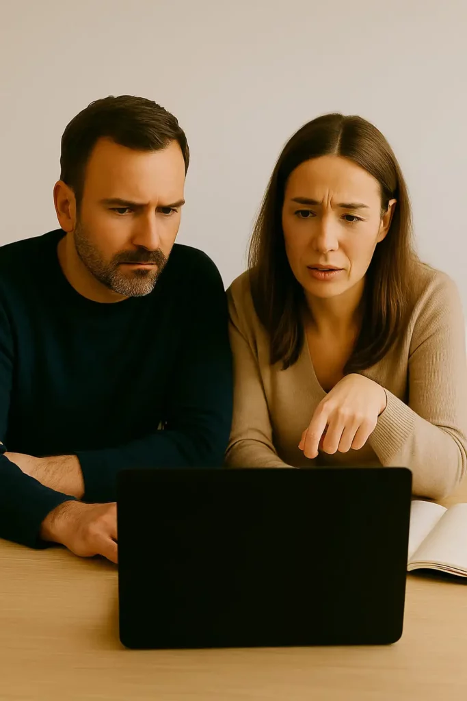 Gründer-Team sitzt am Laptop und prüft den Markenschutz